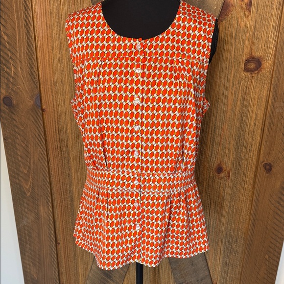 Banana Republic Sleeveless Top Orange & White with Yellow - Picture 1 of 5